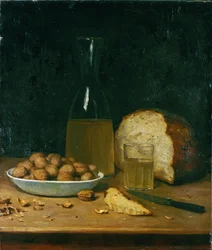 Neuer Weißwein und Nüsse